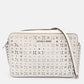 Michael Kors White Leather Laser Cut East West Crossbody Bag