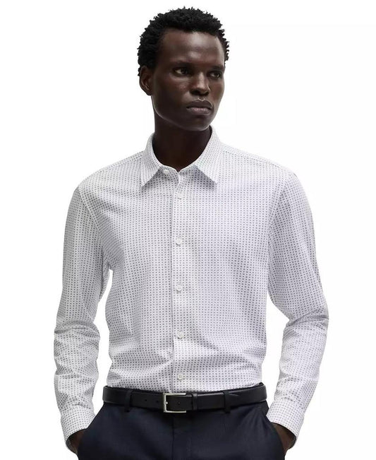 Men's Slim-Fit Printed Dress Shirt