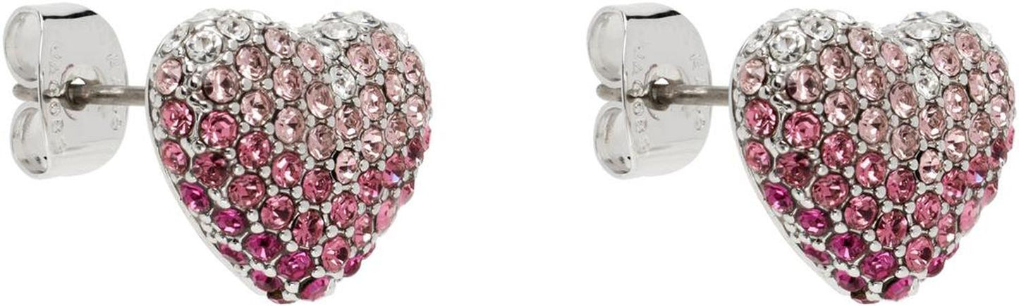 Silver & Pink 'The Heart Balloon Pavé' Earrings