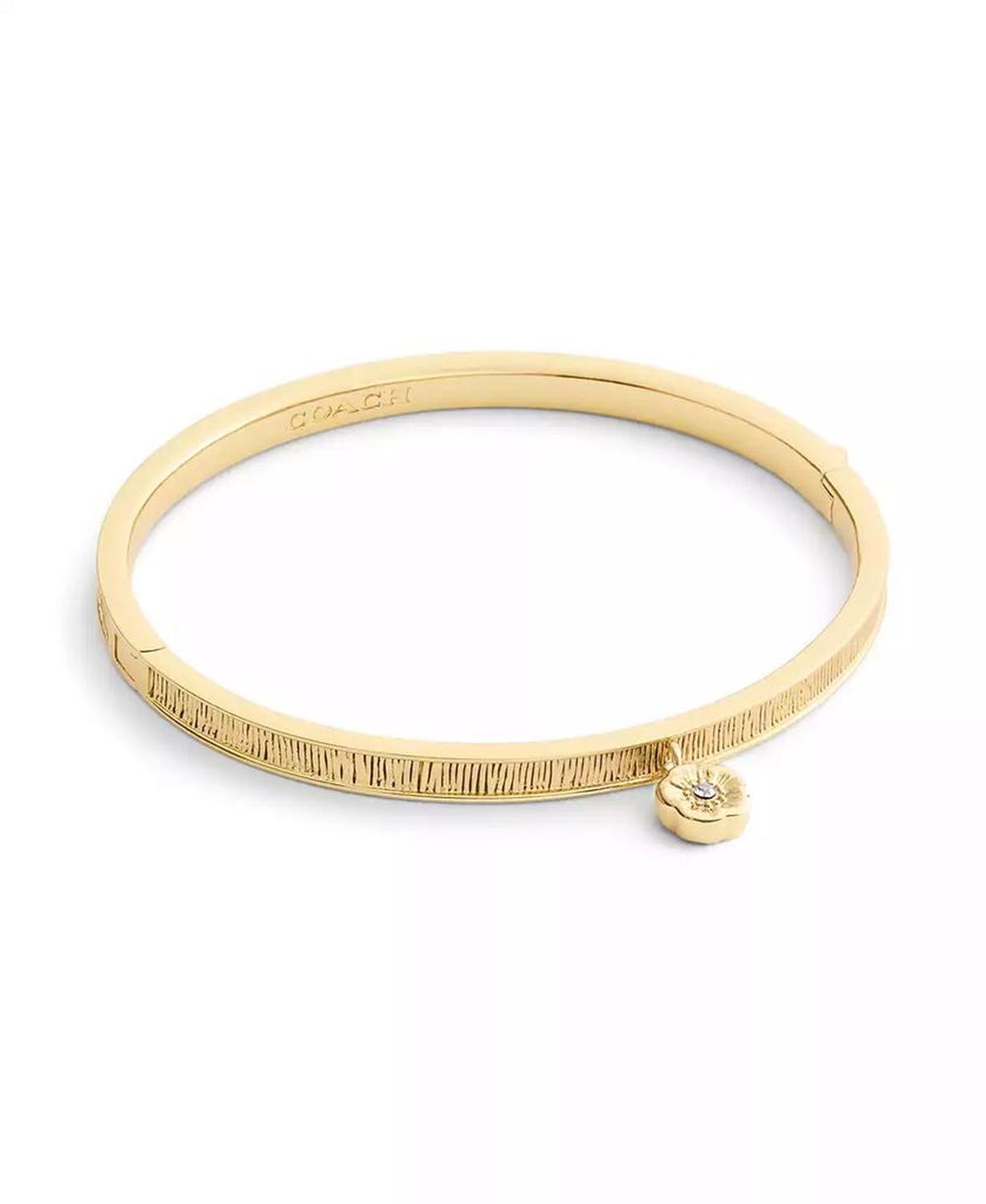Gold Plated Tea Rose Charm Bangle Bracelets