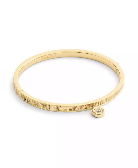 Gold Plated Tea Rose Charm Bangle Bracelets