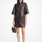 Leather Short-Sleeve Shirt Dress