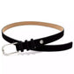 Silver-Tone Buckle Leather Belt