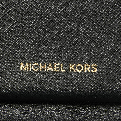 Michael Kors Black Leather Logo Zip Around Wristlet Wallet