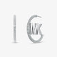Precious Metal-Plated Brass Pavé Logo Hoop Earrings