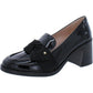 LEANDRA  Womens Block Heel Leather Loafers