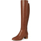 June Boots Women's  Brown Leather Round Toe Knee-High VER642