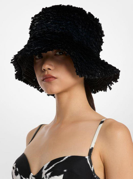 Oversized Hand-Stitched Fringe Bucket Hat