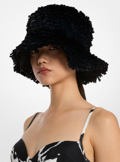 Oversized Hand-Stitched Fringe Bucket Hat