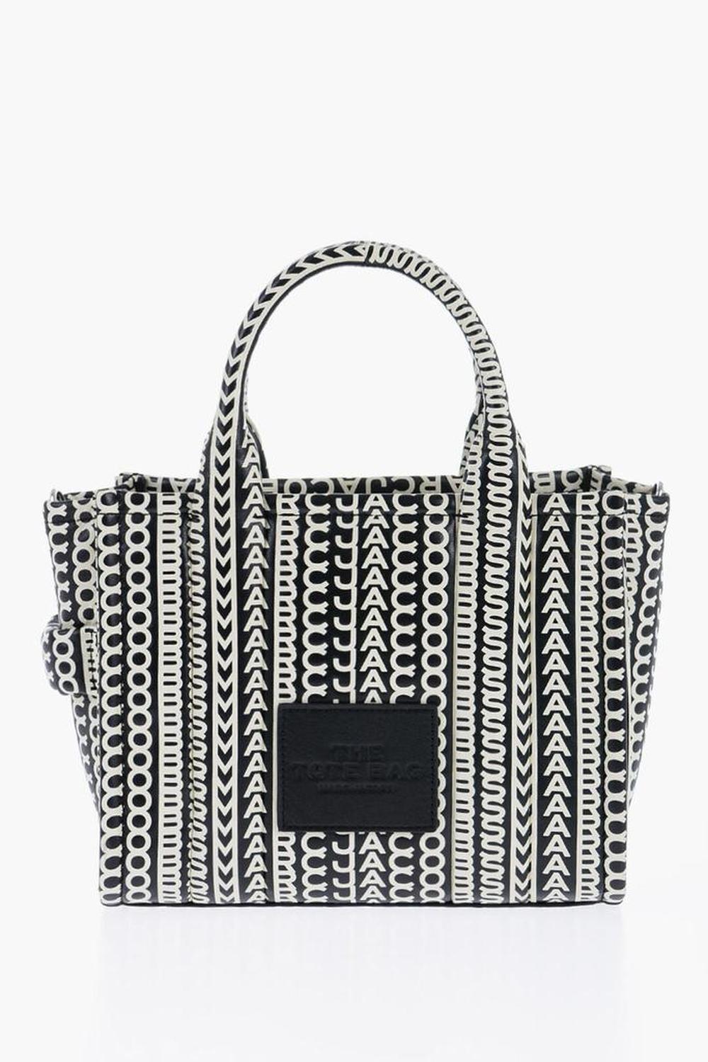 Printed Leather Tote Bag With Monogrammed Motif