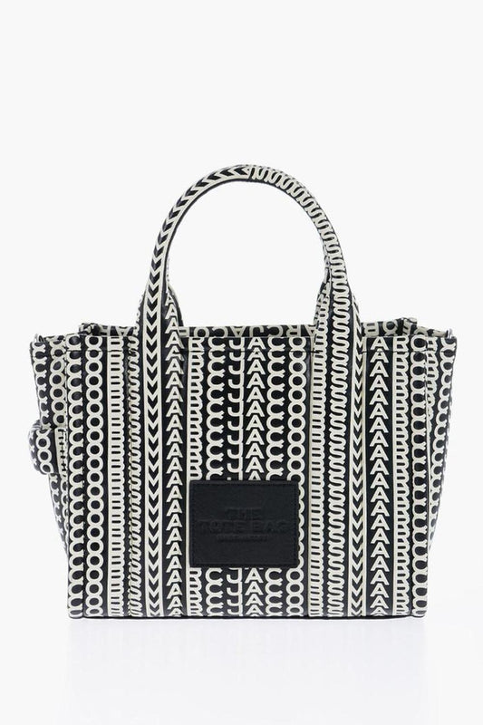 Printed Leather Tote Bag With Monogrammed Motif