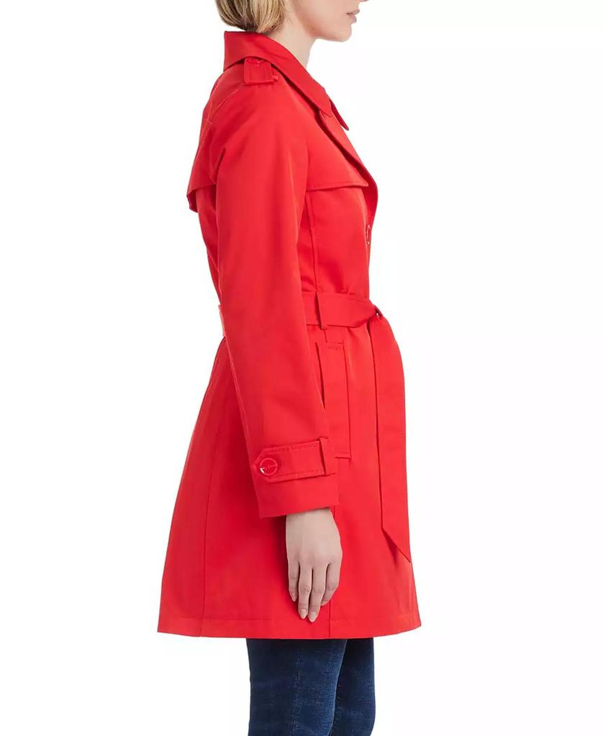 Women's Short Single-Breasted Pleated Back Trench Coat