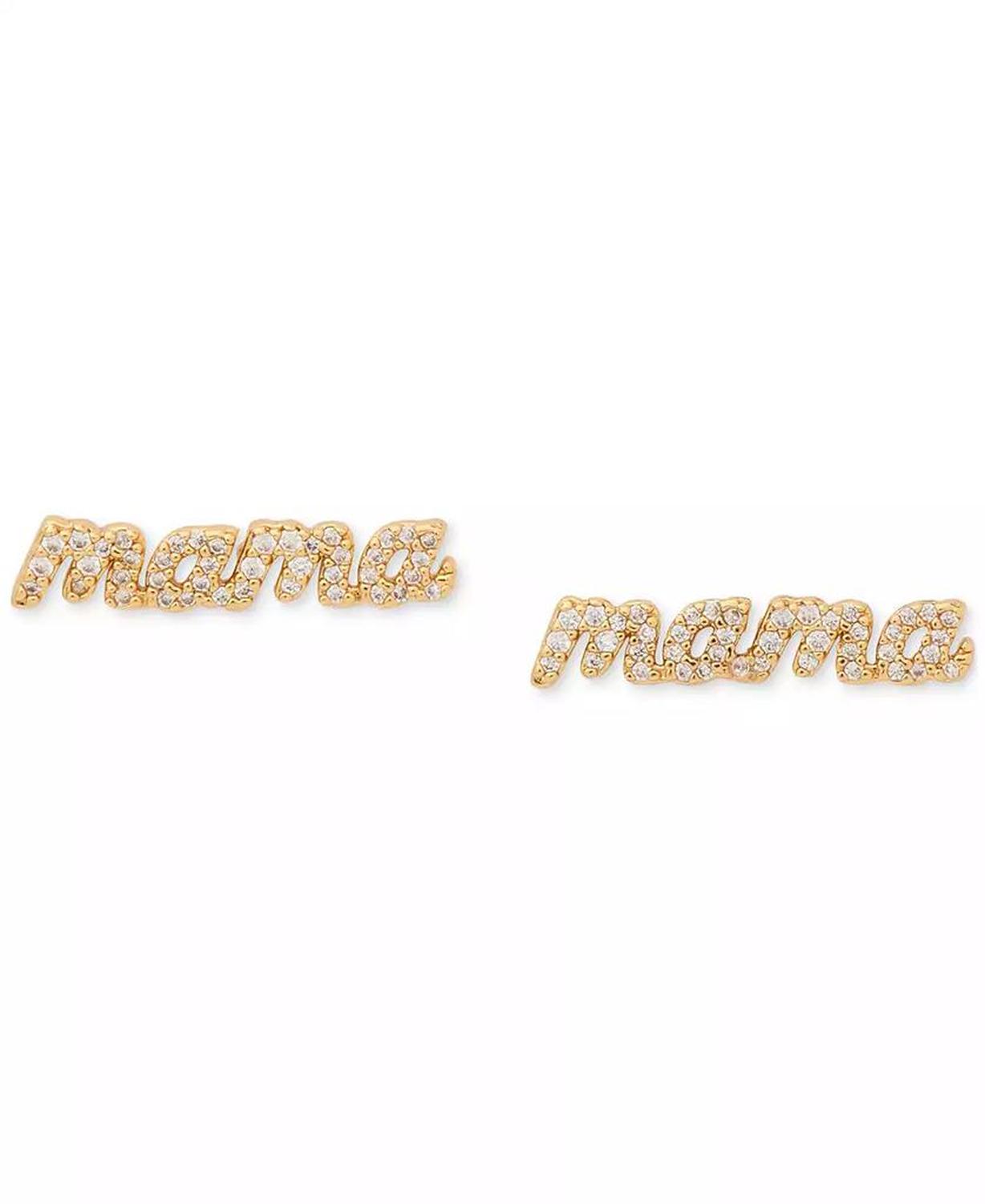 Gold-Tone Mama Said Pavé Stud Earrings