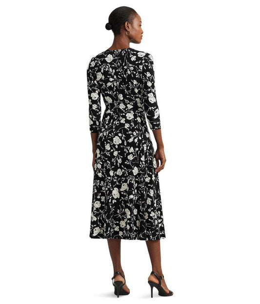 Floral Surplice Jersey Dress