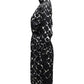 Marc Jacobs Turtleneck Printed Midi Dress in Black Silk