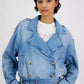 Women's Oversized-Collar Belted Jean Jacket