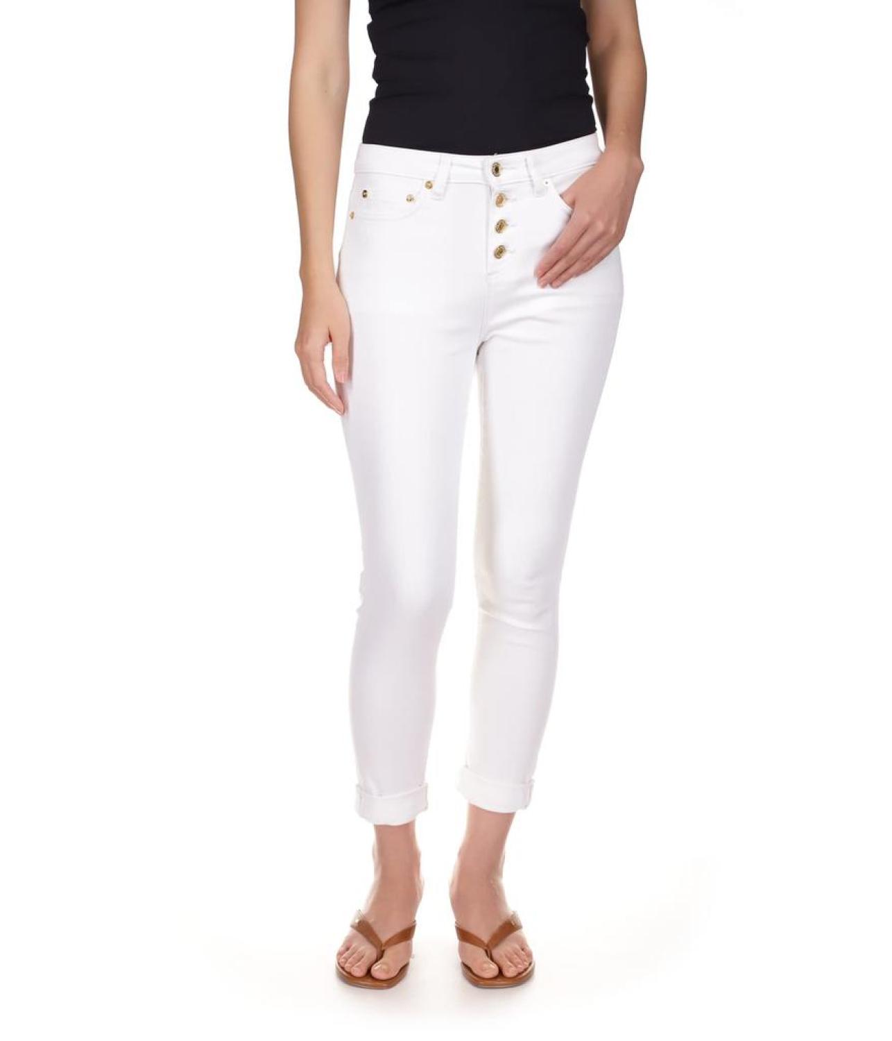 Izzy Skinny Roll Hem Jeans in White