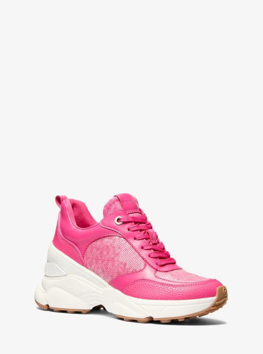 Katrina Sequined Mixed-Media Trainer