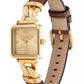 Women's Cass Gold Tone Stainless Steel and Saddle Leather Calfskin Strap Watch, 22mm