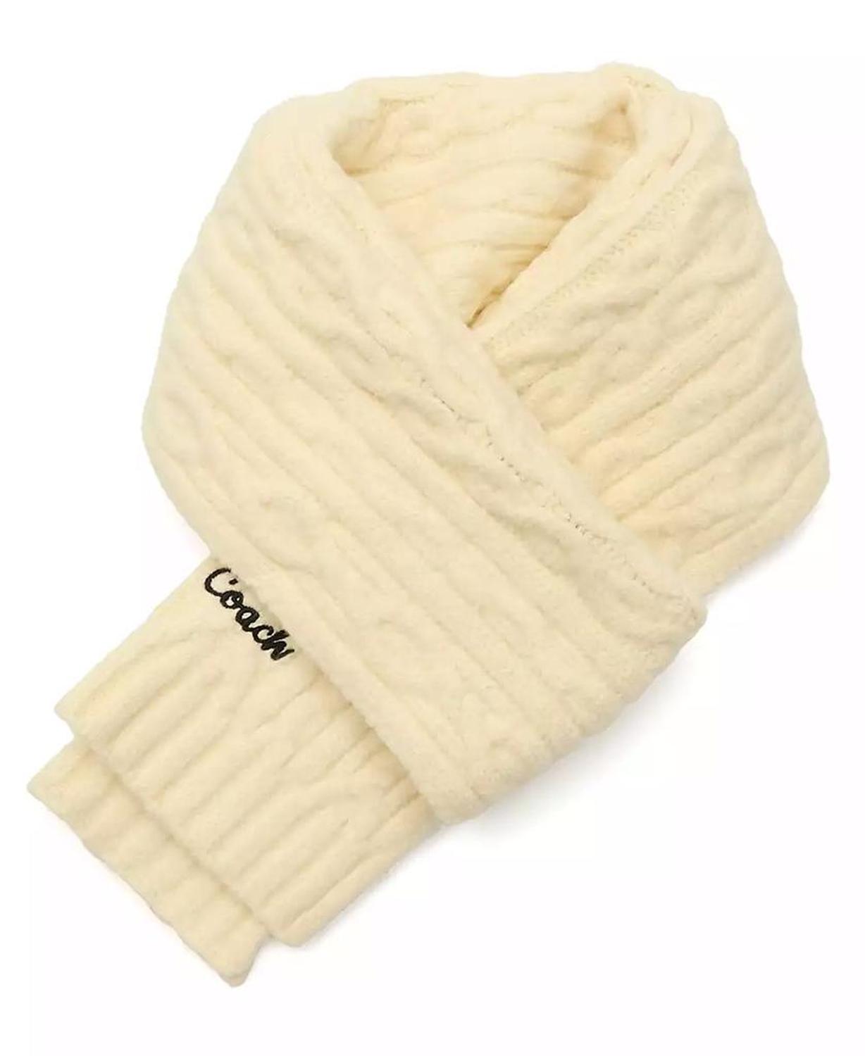 Women's Embroidered Cable-Knit Muffler Scarf