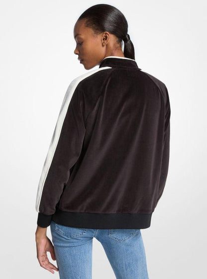 Striped Velour Zip-Up Jacket