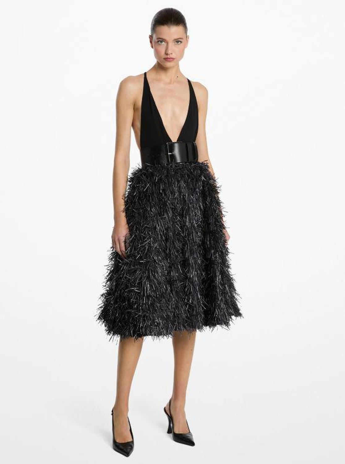 Hand-Embroidered Fringe Jacquard Circle Skirt