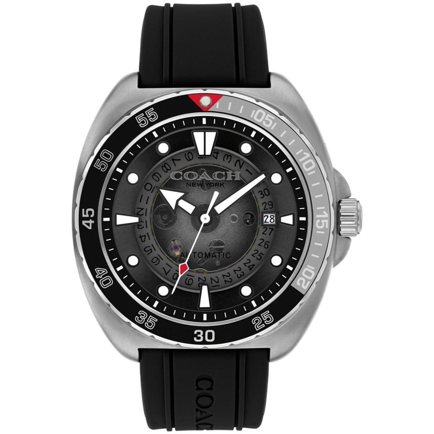 Men's Charter Automatic Black Silicone Watch 44mm