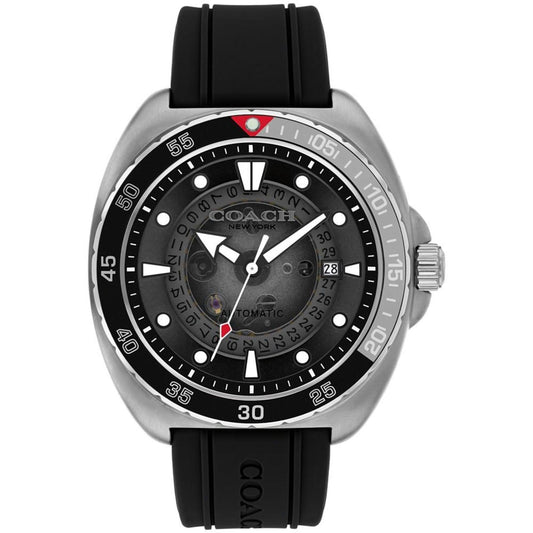 Men's Charter Automatic Black Silicone Watch 44mm