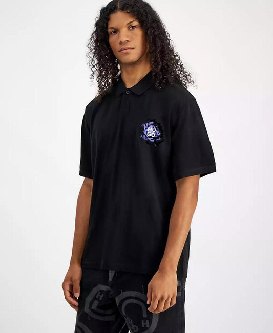 Men's Relaxed Fit Single-Button Short Sleeve Logo Polo Shirt