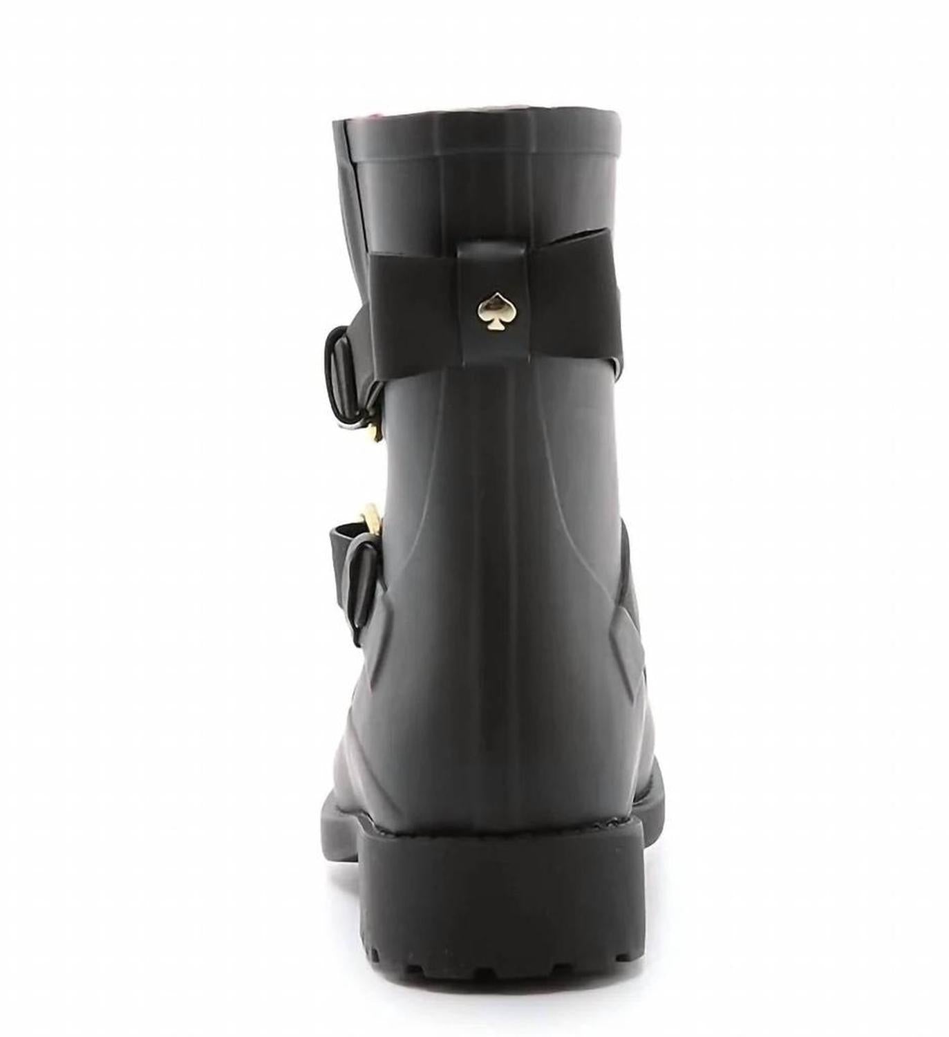 Pamela Moto Rubber Rain Boots In Black