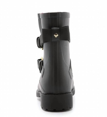 Pamela Moto Rubber Rain Boots In Black