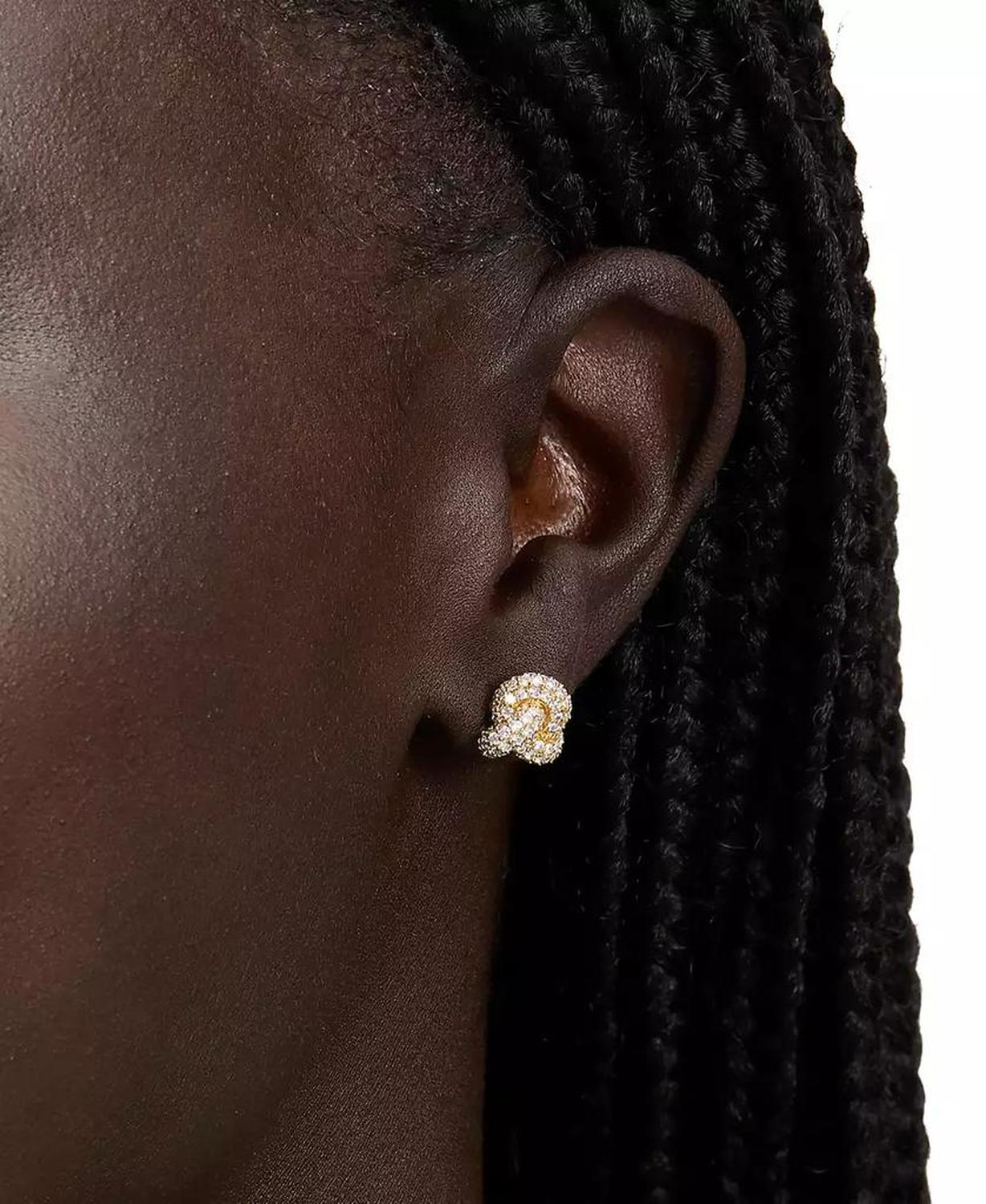Gold-Tone Pavé Double Knot Stud Earrings