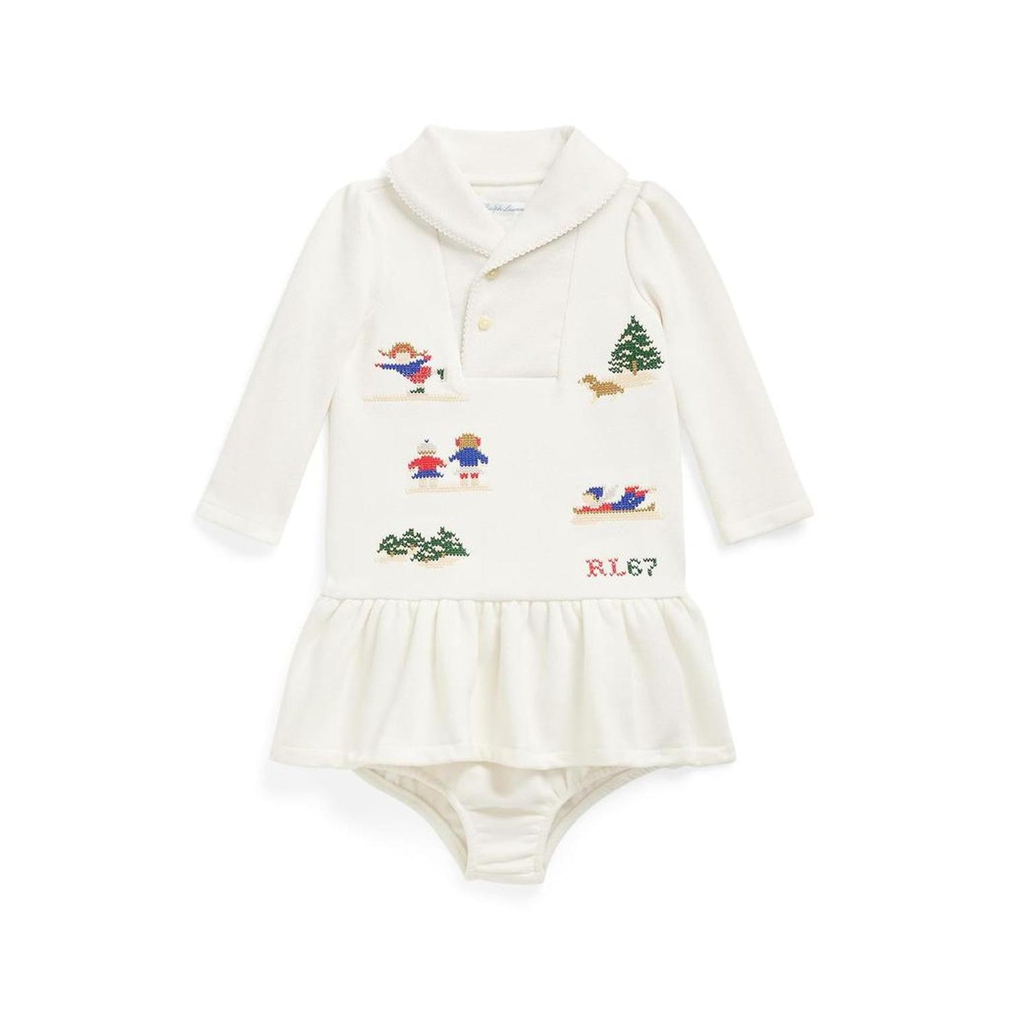 Fair Isle Shawl Cotton Dress & Bloomer (Infant)