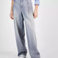 Women's Slouchy Denim Pleated Wide-Leg Pants