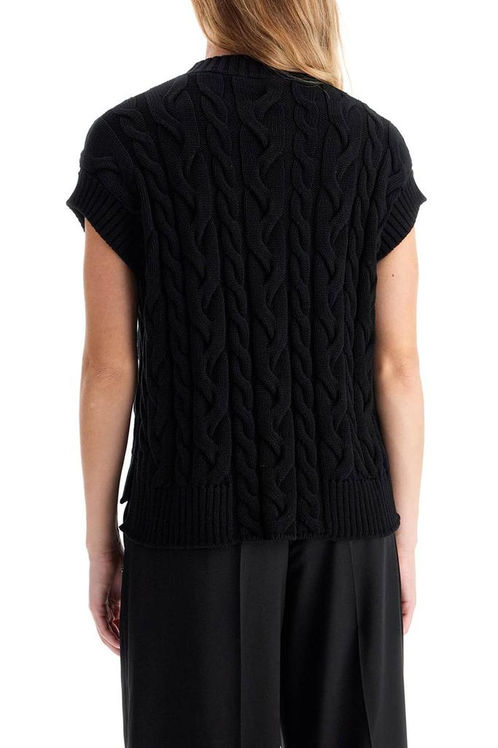 S Max Mara Cotton Cable Knit Vest With Braided Design