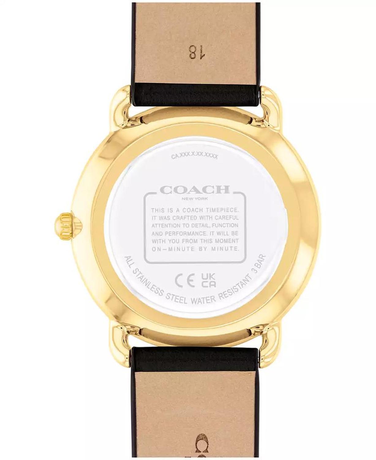 Women's Elliot Black Leather Strap Watch, 36mm