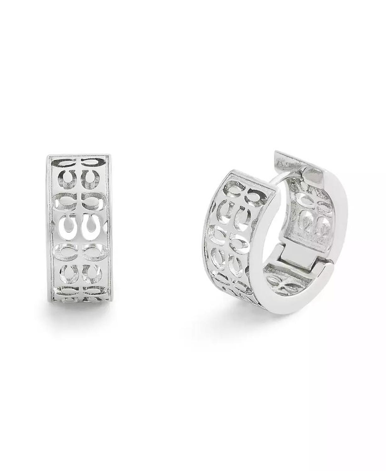 Rhodium Plated Minimal Huggie Hoop Earrings