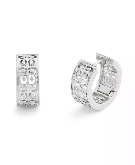 Rhodium Plated Minimal Huggie Hoop Earrings