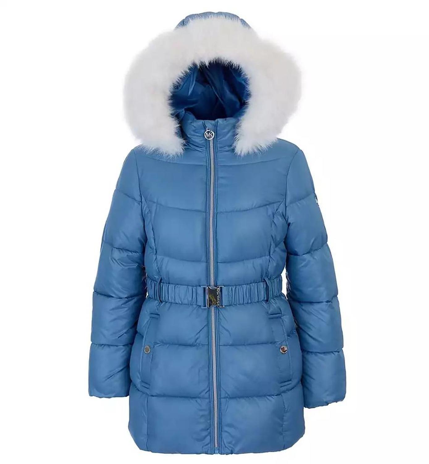 Toddler and Little Girls Belted Stadium Puffer Jacket