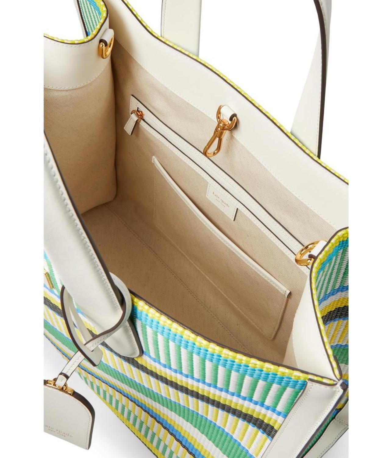 Manhattan Striped Woven Straw Large Tote