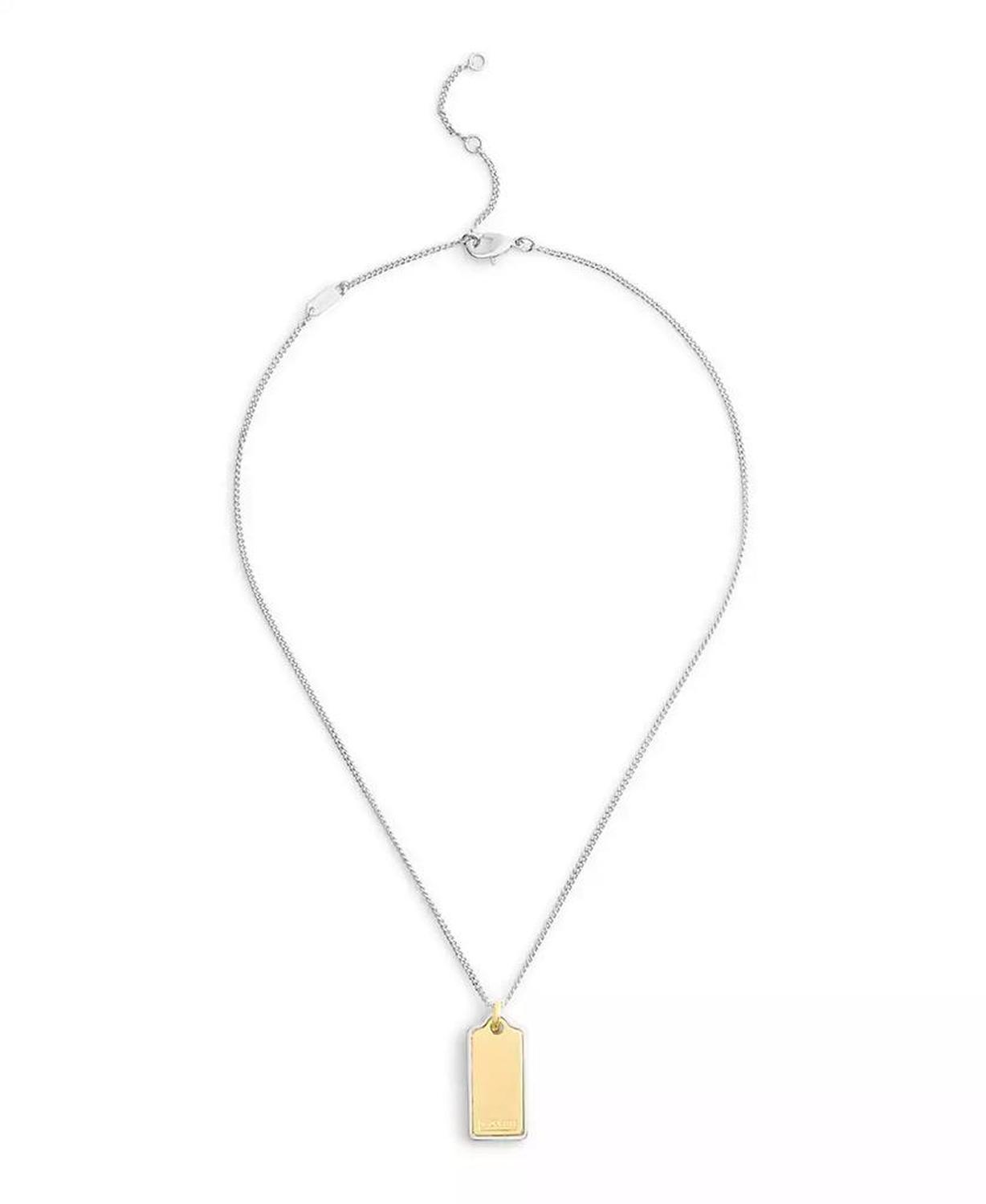 Two-Tone Signature Hangtag Pendant Necklace