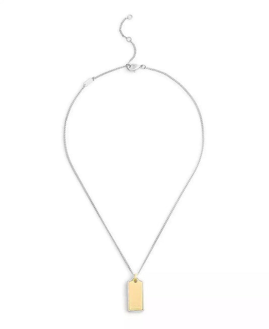 Two-Tone Signature Hangtag Pendant Necklace