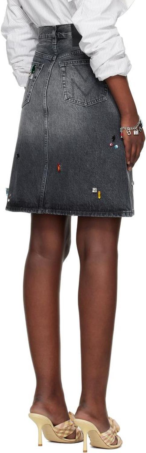 Black Gem A-Line Denim Midi Skirt