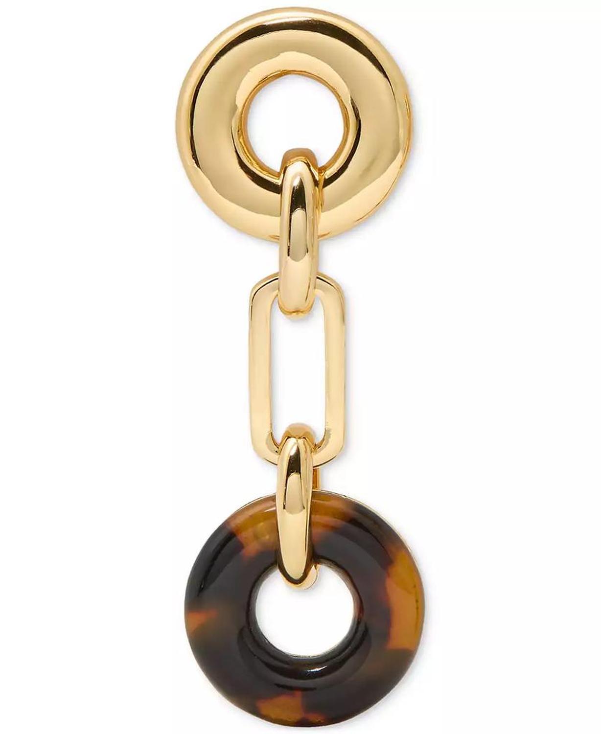 Gold-Tone Interlock Tortoise Linear Earrings