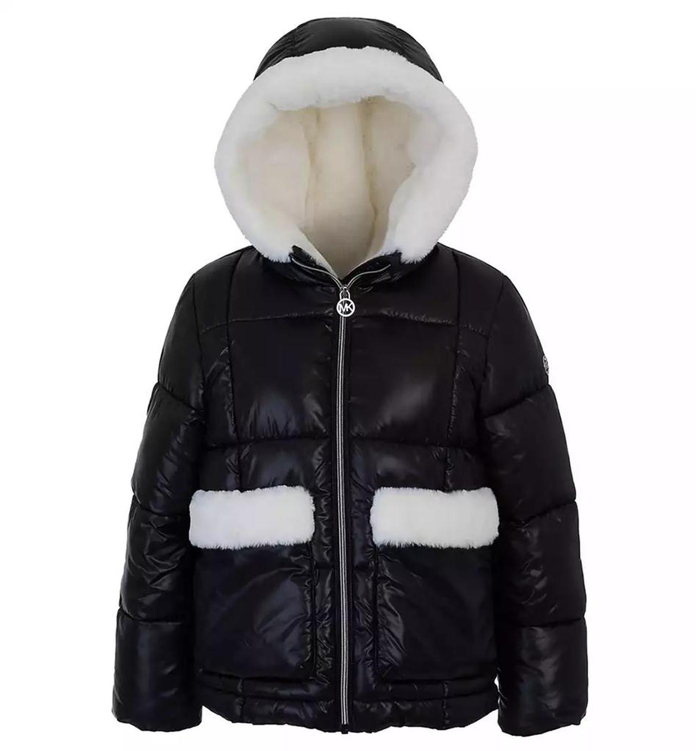 Big Girls Faux Fur Pocket Puffer Jacket