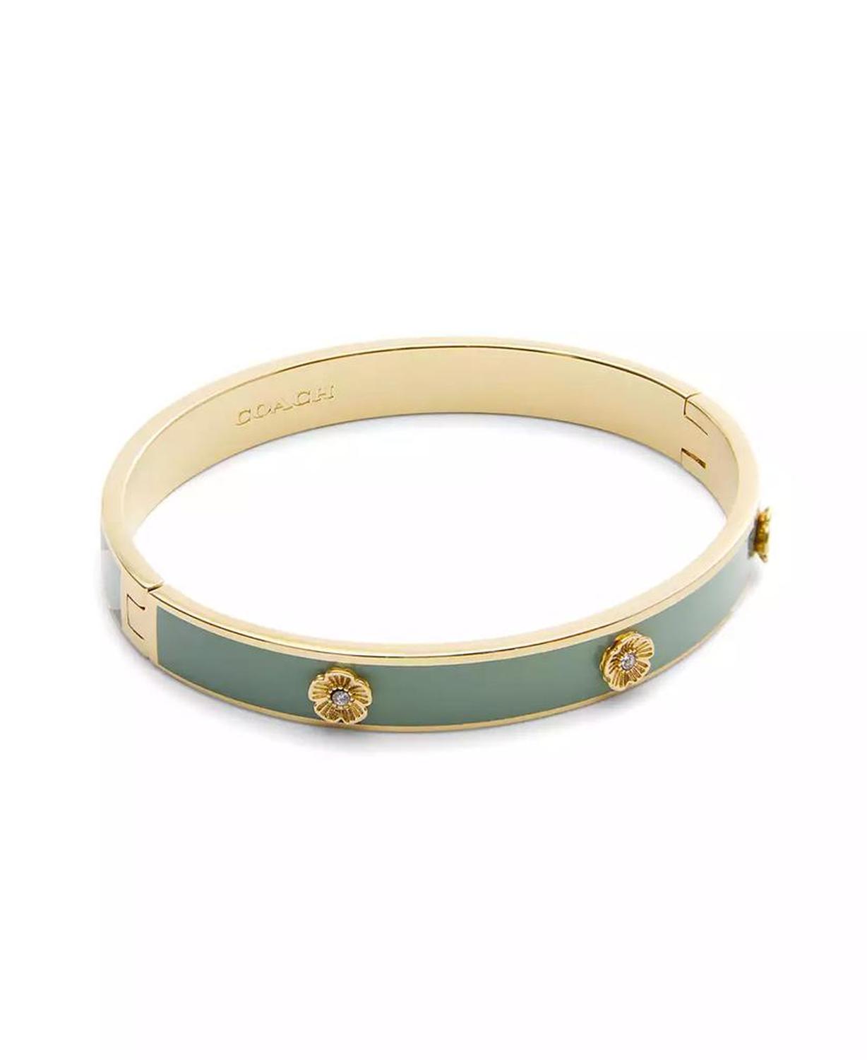 Signature Faux Stone Tea Rose Enamel Bangle Boxed Bracelet
