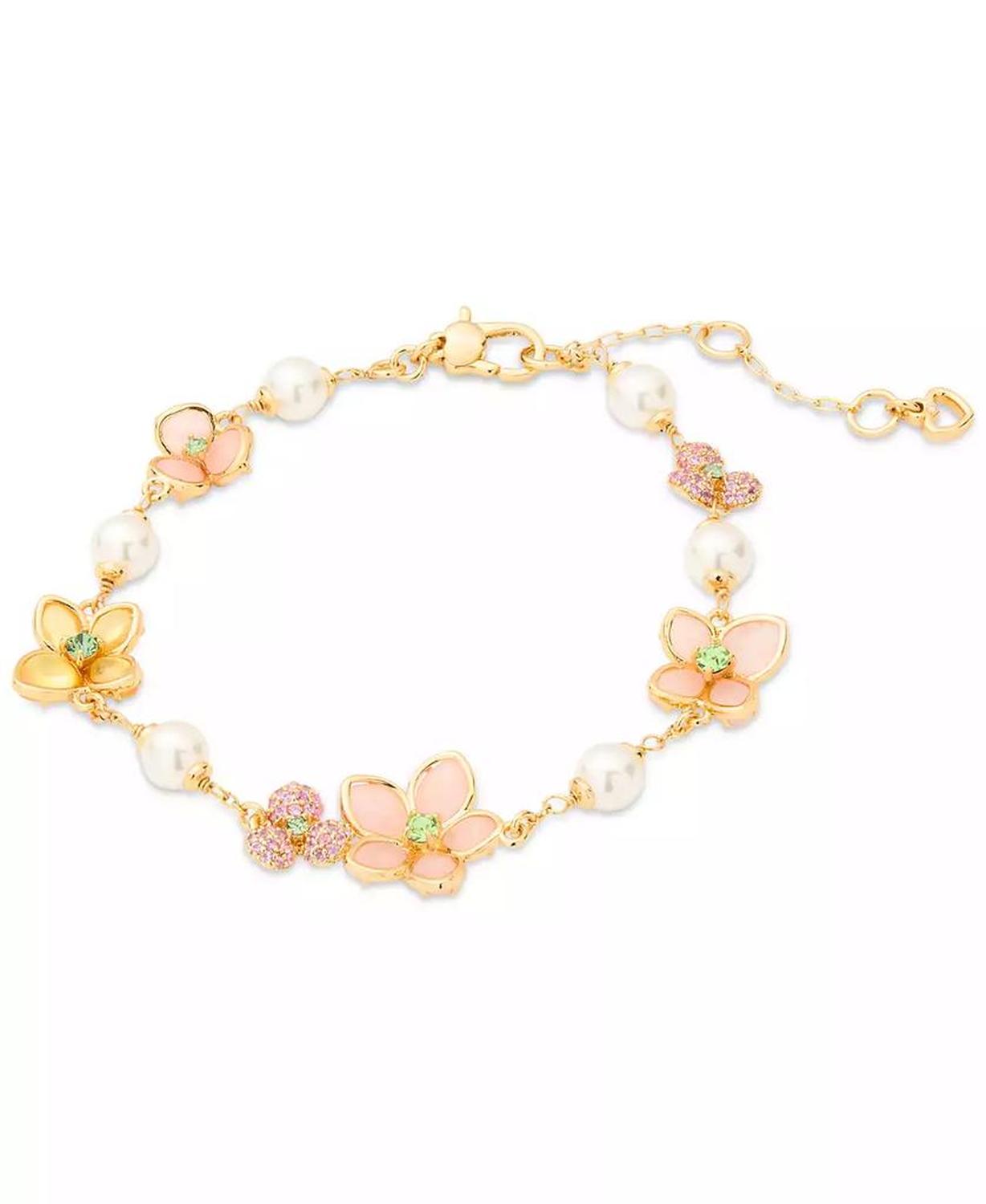 Gold-Tone Pastel Petals Bracelet