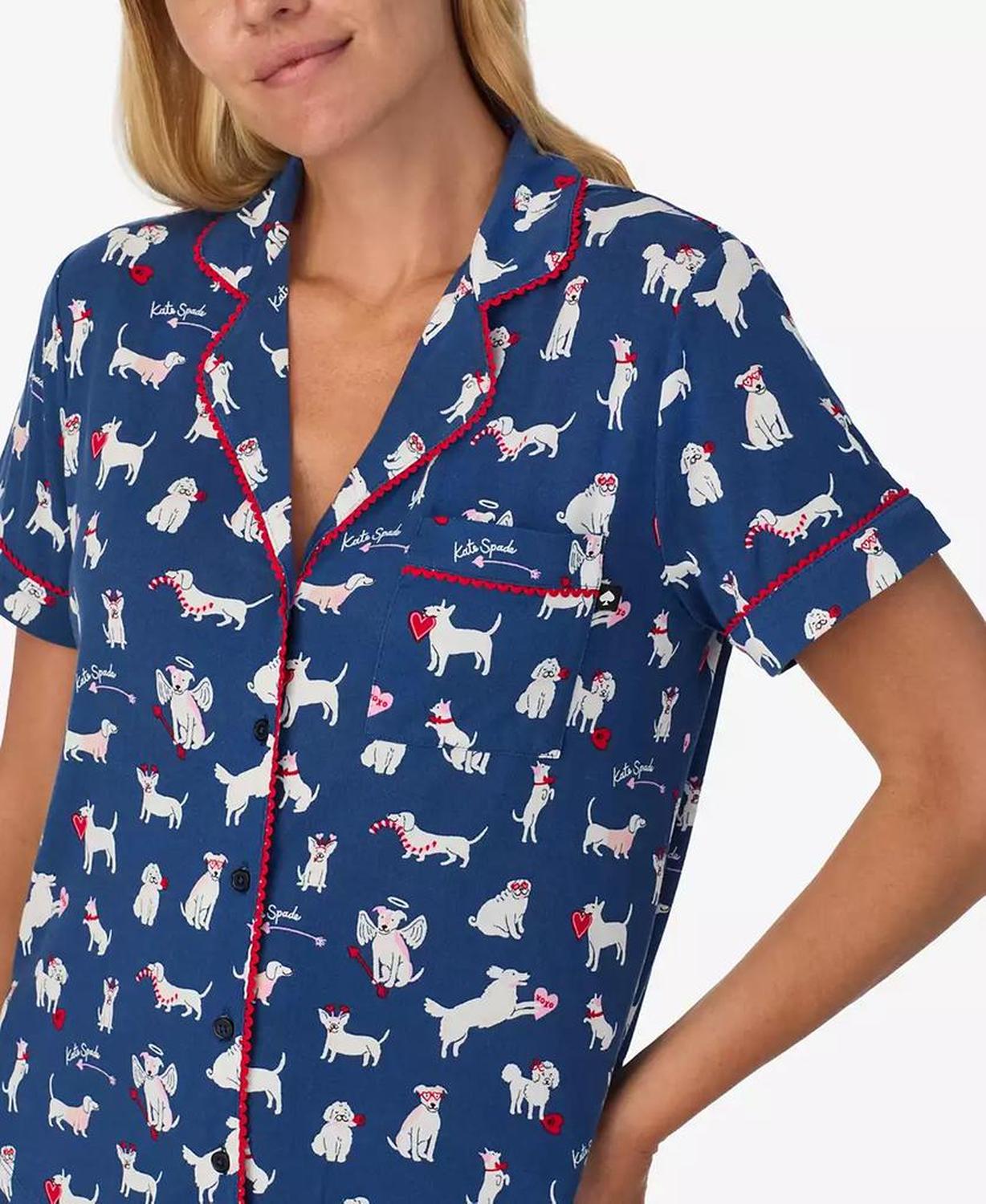 Women's 2-Piece Sleepwear Short-Sleeve Shirt and Pajama Shorts Set