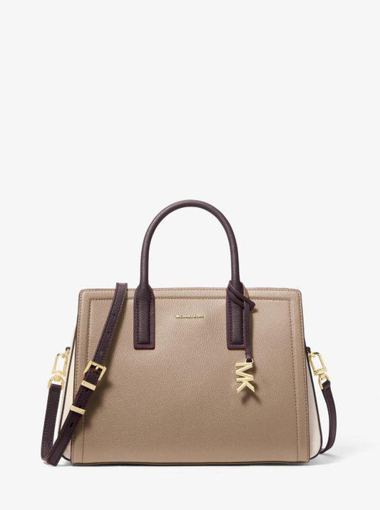Laila Medium Color-Block Pebbled Leather Satchel