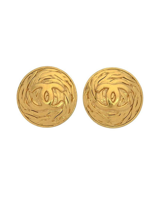 Chanel Plated CC Logo Clip-On Earrings (Authentic Pre-Owned)